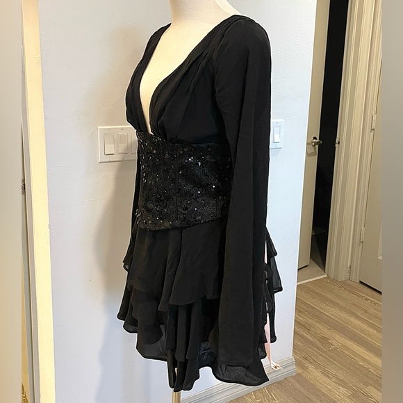 NWT Oh Polly “Reinara” Black Embellished Corset Mini Dress - Picture 8 of 12